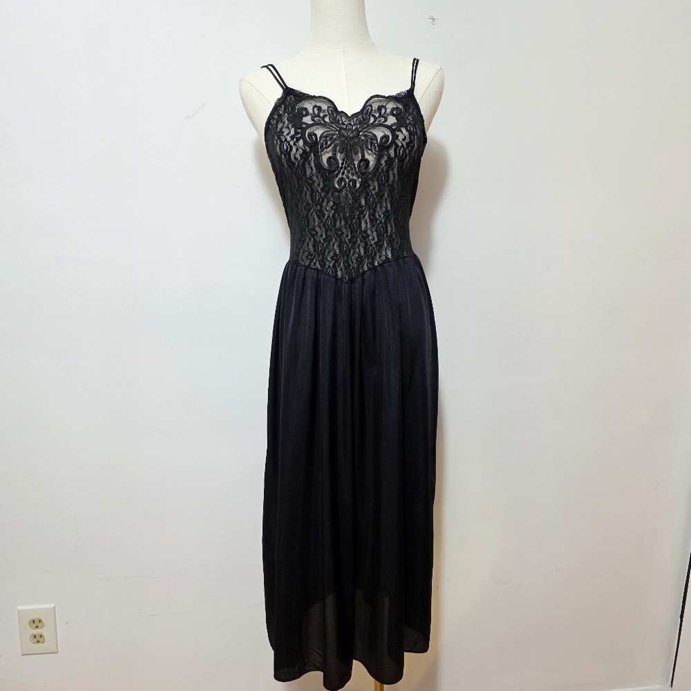 Vintage Black Slip Dress Small Cinema Etoile Fairy Witch Goth Balletcore Pinup